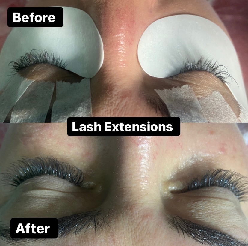 eyelash extensions before and after
