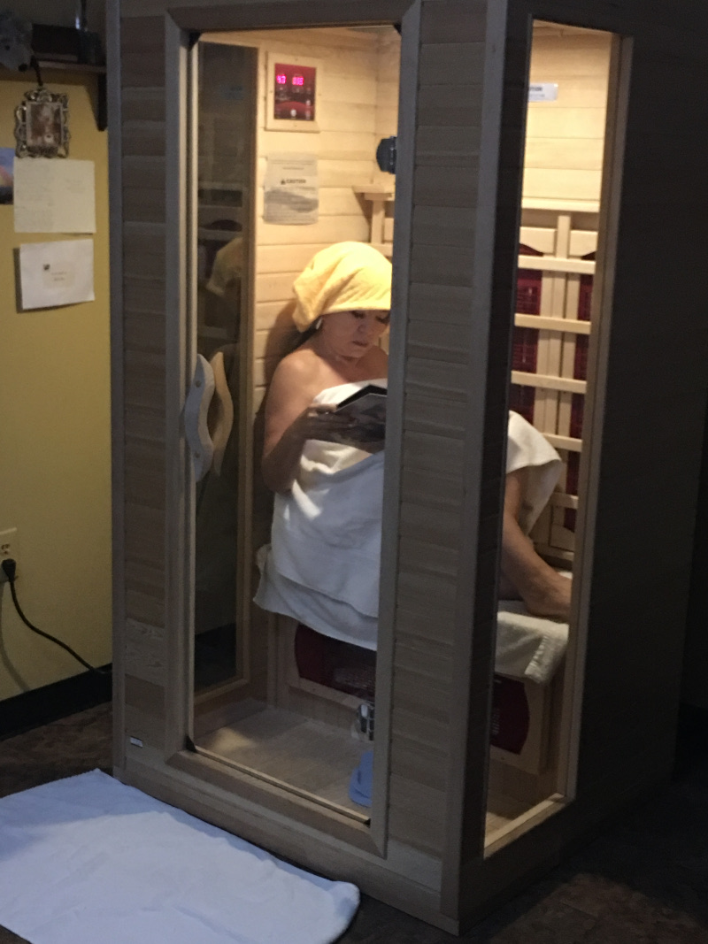 reading in the infrared sauna