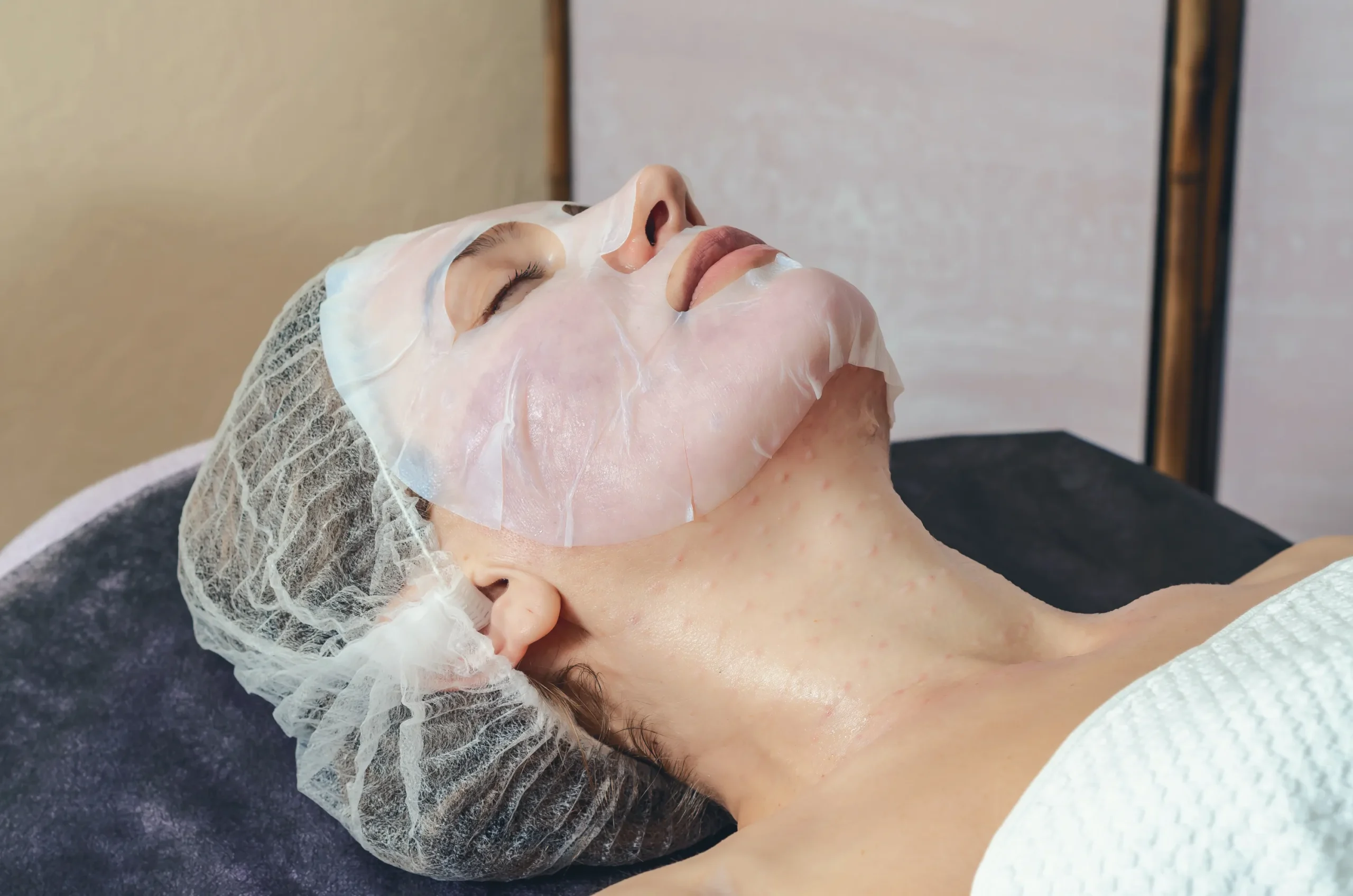 Hydrating mask during facials for improved skin moisture.
